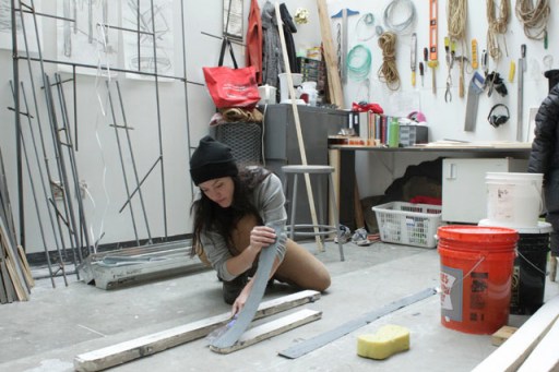 Suzanne working in her studio.