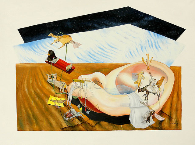 Two Skies with Ear, Oil on Canvas, 36" x 48”, 2013