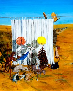 Curtain with Pine Cone, Oil on Canvas Panel, 20" x 16”, 2013 