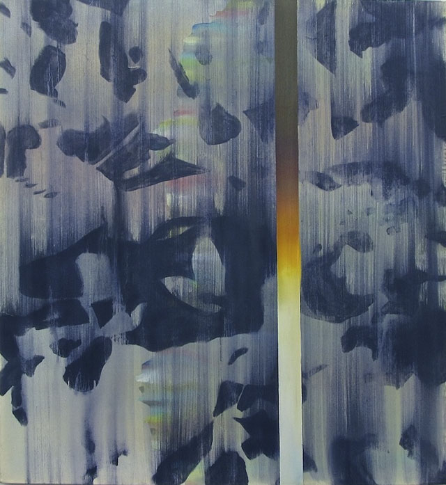 Crash, 23” x 20”, Water-soluble oil, acrylic, and gouache on paper and stretched polyester mesh, 2013