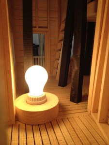 From Untitled (current work-in-progress) Pine, Ebonized Oak, Electrical, 2014