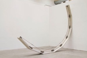 Smile (2012), cast concrete, rebar, handmade hardware, 12' x 14' x 18"