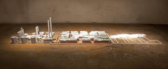 Conversation Machine (II) Medium:polystyrene, brick, porcelain, wood, PVC, paint, sugar, salt Size/Year:8’x 3’x 3’/2012 