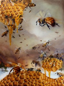 What was Once Milk and Honey, Oil and Mixed Media on Board, 16.75" x 22.5"