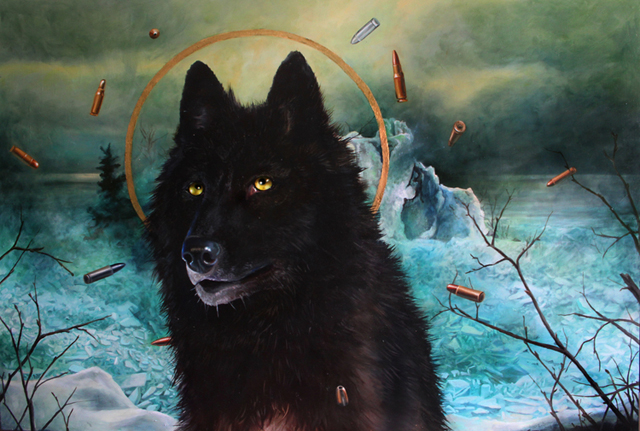 St. Gitche Gumee: The Hunted, Oil on Board, 24" x 36"