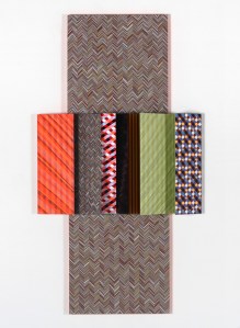 Untitled #43, Acrylic, Automotive Paint, Enamel, Flashe, Metal flake, and Spray Paint on Panel, 72 x 38 x 9”, 2012