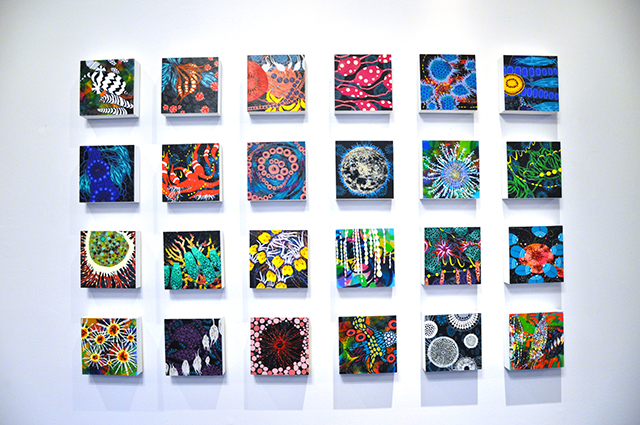 Fieldnotes: A Pond of Stars installation, acrylic on panel, 6” x 6” each, 2014