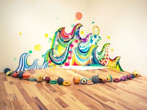 North Atlantic, Paper, Paint and Found Buoys, Dimensions Variable, 2013, Created at the Baer Art Center in Hofsós, Iceland, *supported by a Grant for Artist Projects from Artist Trust