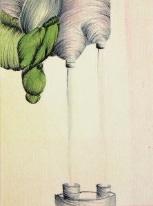 Surge Endow, 2013, Acrylic, Ink, Paper, 5 ½” x 4 ½”