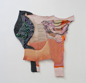 Auguri Auguri, ping pong ping pong, Acrylic/latex paint, thread, yarn, sequins, 37” x 36”   , 2013