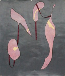 Exactly the Same, But Different, Acrylic and Ribbon on Paper, 4 feet 3 inches by, 3 feet 7.5 inches, 2014