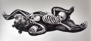 Intertwined, graphite on paper, 50 in by 30 in, 2014