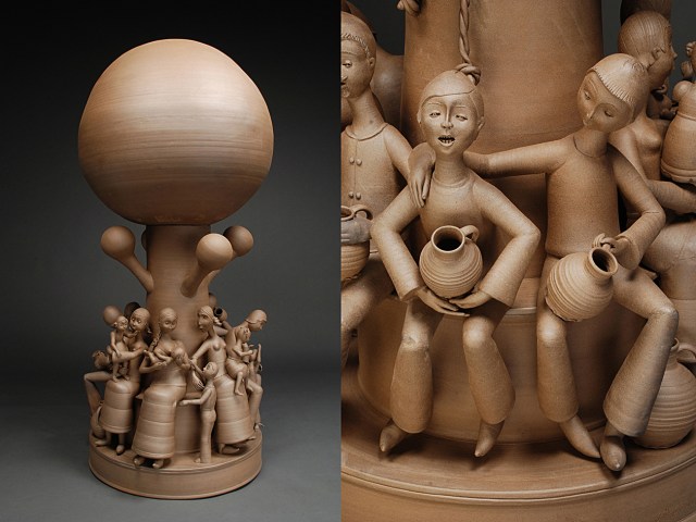Village Tree 2011, Stoneware, H. 55" x W. 23" x D. 23"