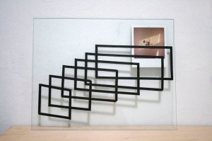 “Reflection on Mapping the Light” Glass, Polaroid, masking tape 8x10” 2014 