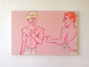 "Friends" Acrylic paint and sumi ink 36x24" 2013