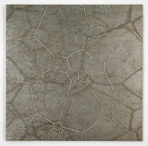 "Surface Tension 22" Quartzite, copper, graphite, bronze, zinc, nickel, wax. 24′′ x 24′′ 2013