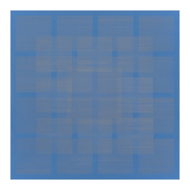 Polyphony VI, 2013, 16x16in, silver/gold/copperpoint, cerulean blue gesso on panel