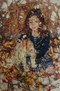 "Memory." (Phase 1 of 8) Multiple layers of laser-cut paper. Phase 1 is 4" x 5." Entire framed series is 48" x 9." 2013.