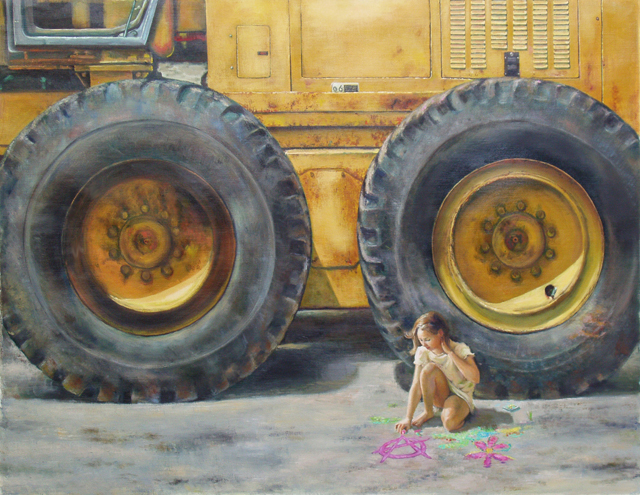 Big Wheel 52”h x 38”w, Oil on linen, 2014