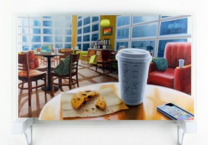 Still, Life, 2013. Mixed media on plexiglass, three panels, 17” x 25” x 9”