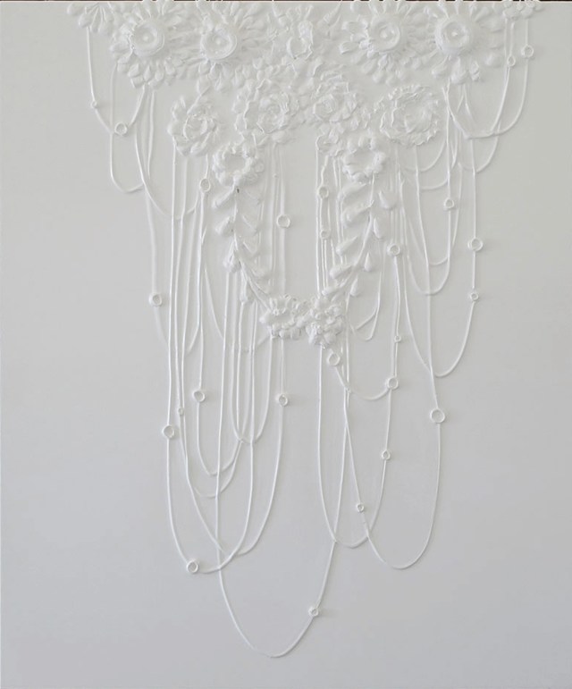 "Cascading Coronal" 48"x40", Hand sculpted Acrylic Polymer, 2014