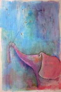 when i was lost and looking down acrylic and graphite on paper  18”x27” 	2013 