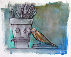 it’s been so long since we last spoke acrylic and graphite on paper 10”x8.25” 	2013 