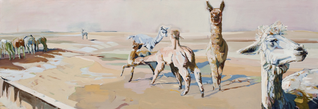 Watchers, Oil on Canvas, 36 by 101 in, 2011