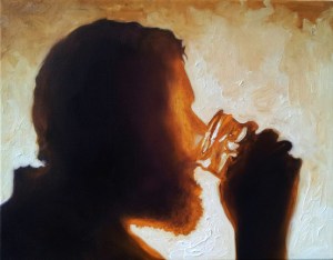 Matt Drinking Water. Oil on canvas. 2014©. 16" x 20"