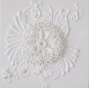 "Tableaux #8", 12" x 12", Hand sculpted Acrylic Polymer, 2014