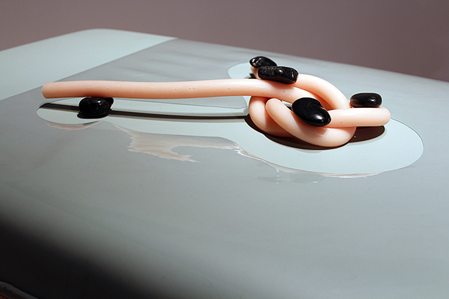 "Detail" The Hot Stones Are Never Rough, massage table, silicon, stones, plastic, 4' x 6' x 2', 2013