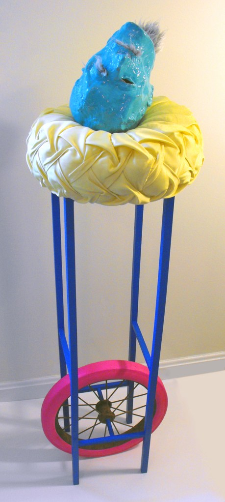 Becoming Death painted earthenware, wood, fabric, found objects 48 x 12 x 12 inches 2014