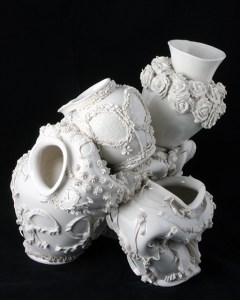 Fountain 10 2014 Porcelain with porcelain decoration 16" x 14.5" x 16"