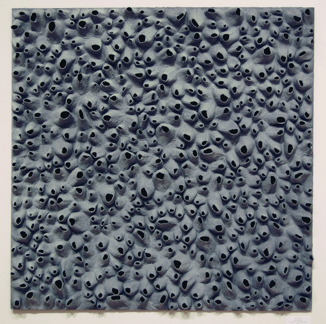 Colony II, 2011. canvas, concrete, acrylic media on hardboard, 44 x 44 x 3" approx.