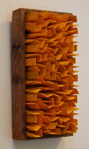 Groomer, 2014. Wood and acrylic on hardboard, 4.75 x 9.75 x 3.5" approx.