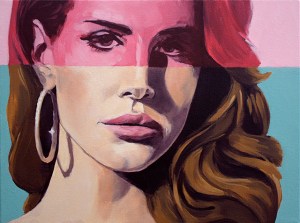 Lana with Hoop Earring and Pink Stripe, oil on canvas, 12” x 16”, 2014.
