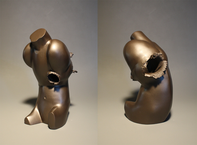 Impact (38 special), 2014  clay, polyurethane, paint  |  18.5” h x 7.5” w x 11” d “Meeting Our Shadow” series 