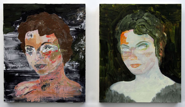 Zombie Mom, Ghost Mom #1 and #2 acrylic on panel 19"x14" 2013