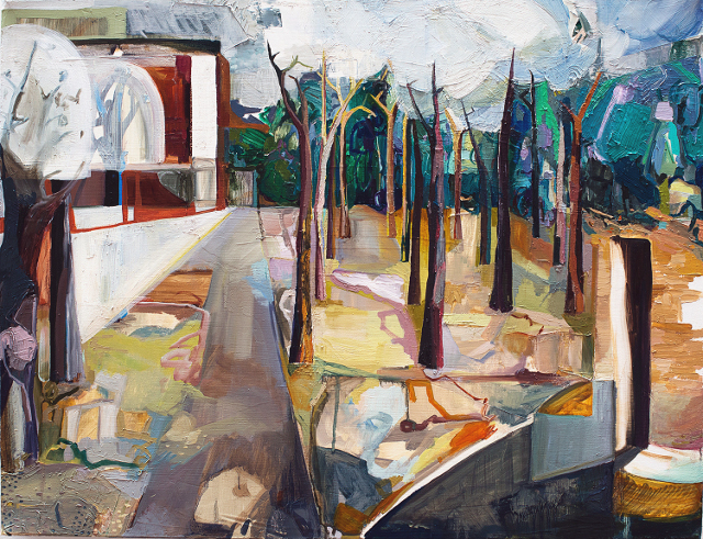 Double Viewpoint, Jardin du Luxembourg Oil on Canvas 28" x 36" 2014