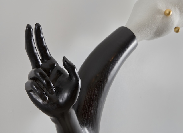 Detail ￼It’s All Good, 2014 ￼Kentucky Coffeetree, Mixed Media, Flitter, Wood, & Gold Leaf. ￼58 in. x 33.5 in. x 17 in. ) ￼It’s All Good, 2014 ￼Kentucky Coffeetree, Mixed Media, Flitter, Wood, & Gold Leaf. ￼