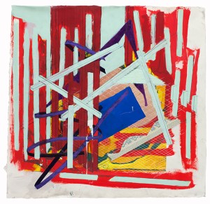 “Woolly Eyes,” Laser-cut paper, acrylic paint, graphite, gel pen, ink, found images on paper, 22¾" x 22¾", 2014