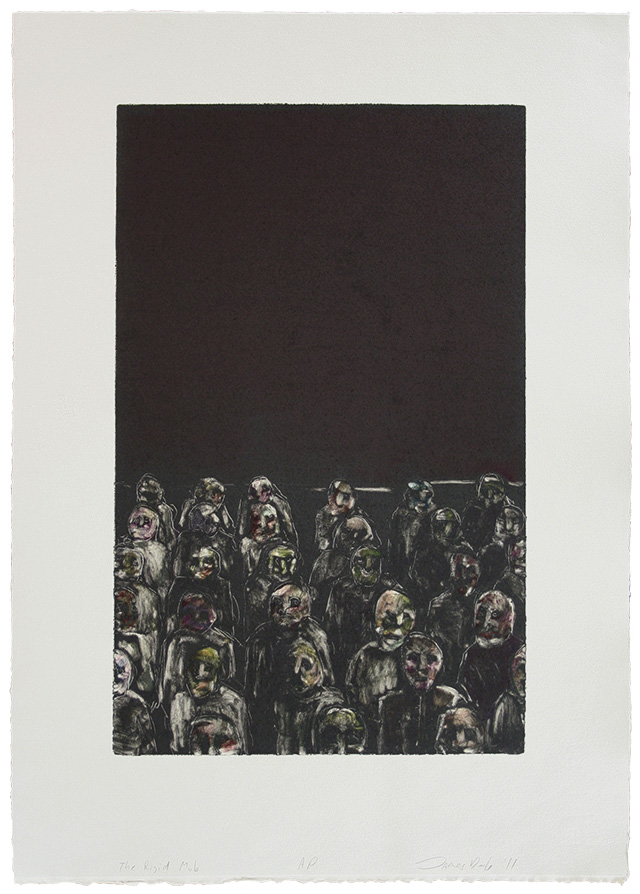 The Rigid Mob, monotype and colored pencil, 21” x 15”, 2011