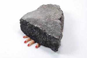 ouch, road rubble, plaster, acrylic paint, 12’ x 13” x 6”, 2013