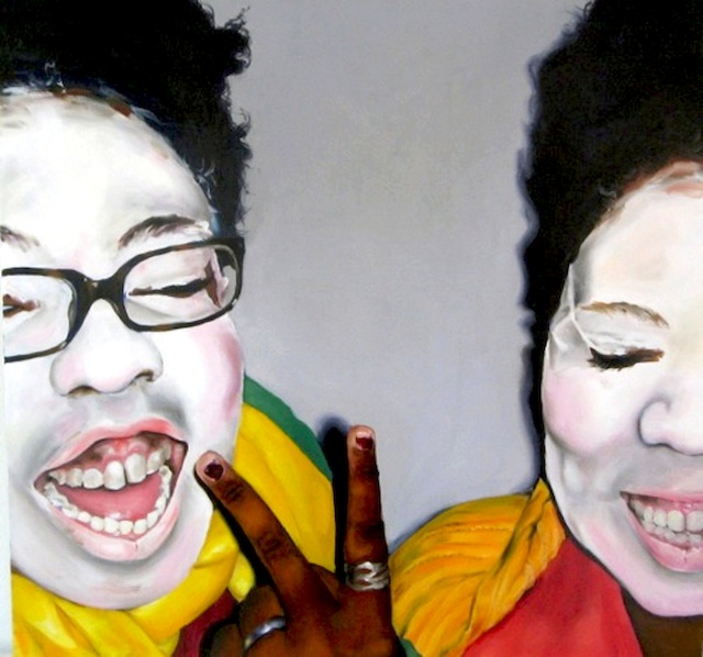 Peace Signs and Smiles, Oil Paint on Canvas, 30 x 30, 2011