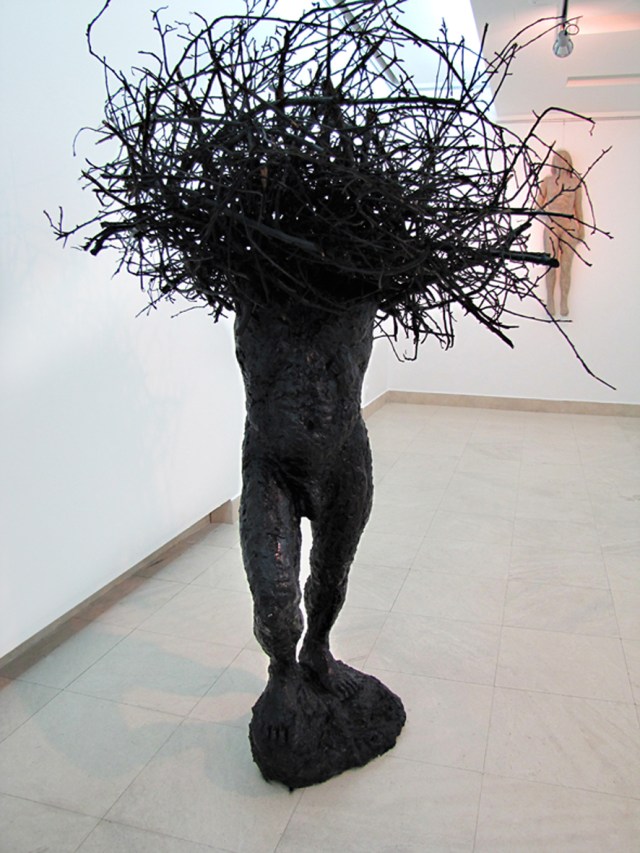 Chaos - gypsum, branches, paint, 2m x 1,30m