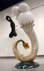 “Diva Code”, cast & polished polymer media, metal, resin, 73”h x 28”w x 28”d, 2013.