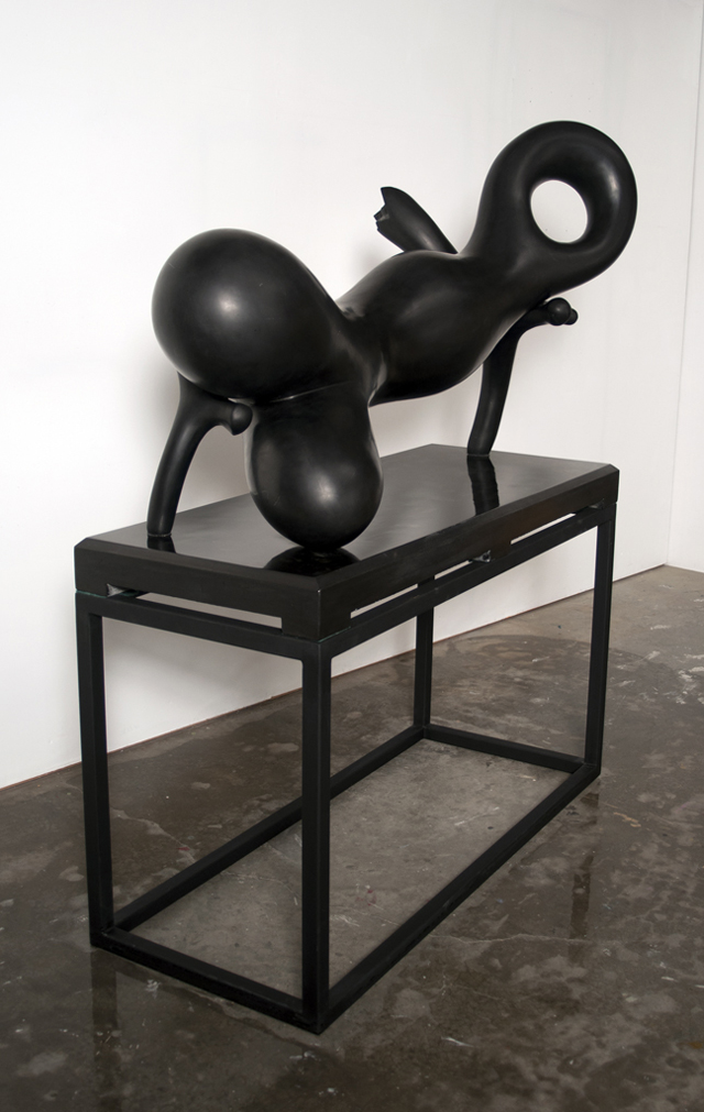 “Era End”, pigmented gypsum composite, polished polymer media, 70”h x 55”w x 22.5”d, 2012. 