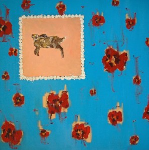 TITLE: Suspended MEDIUM: Oil and caulk on panel SIZE: 16" x 16" YEAR: 2014