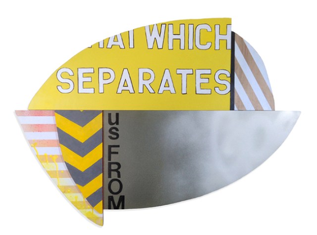 "That Which Separates Us" acrylic, aerosol, ink and panels 26" x 24" 2014