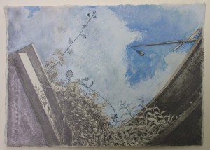 Putney Bridge 2, Mixed media, Image size 22x31cm, Framed size 34.2x42.2cm, 2014 